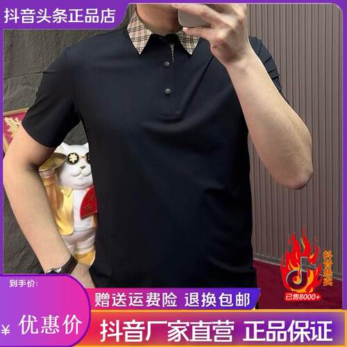 鹏然轻奢男装夏季新款男时尚休闲透气翻领短袖百搭打底POLOT恤衫