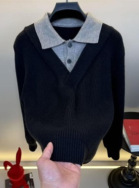 Elbaph轻.奢男装品质高档男士休闲百搭针织衫宽松保暖毛衣冬针织