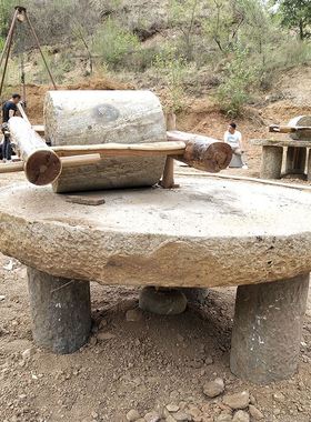 老石碾子石磨旧石碾盘手推磨盘旧石器老石头磙子老式怀旧民俗摆件