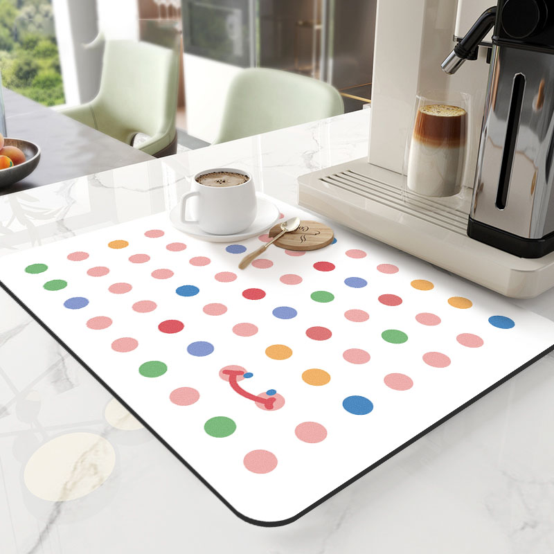 奶油风厨房碗筷杯子沥水垫洗手台台面垫子吧台软硅藻泥吸水隔热垫