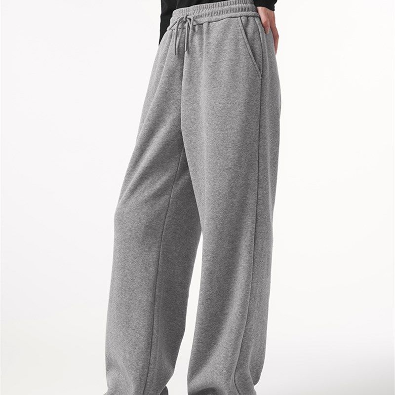 热风加绒卫裤女款2024年冬季新款绒感休闲直筒裤宽松舒适百搭裤子