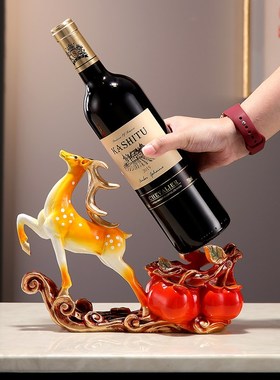 创意实用新中式一路顺柿红酒架葡萄酒架子洋酒收纳摆件家居饰品