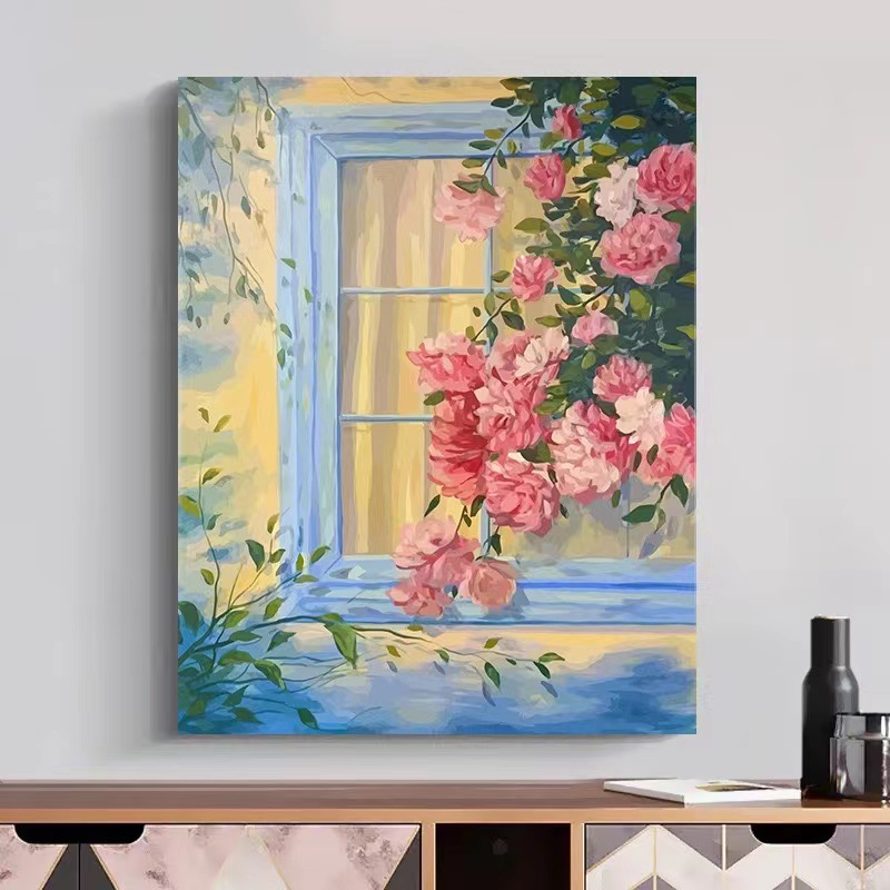 数字油画diy儿童简单填色风景花卉手工丙烯手绘填充装饰油彩挂画图片
