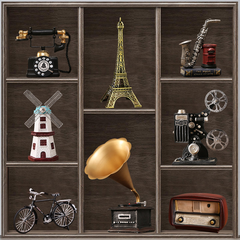 欧式复古摆件创意家居客厅酒柜摆设美式怀旧书房书架书柜子装饰品,家居饰品,装饰摆件,淘宝优惠券,粉丝福利购,淘宝优惠卷