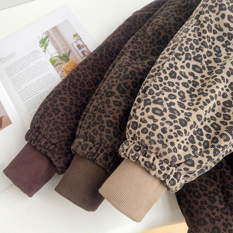 一条过冬宝宝棉裤儿童夹棉冬季加厚豹纹女童裤子外穿长裤保暖北方