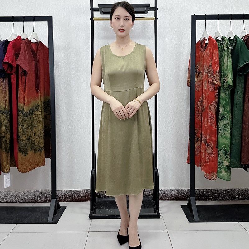 妈妈夏装其中国风连衣裙两件套装中年女短袖外套洋气中长款裙子,女装/女士精品,中老年女装,淘宝优惠券,粉丝福利购,淘宝优惠卷