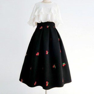 子未伊 新款半身裙黑色百搭遮臀蓬蓬裙甜美春