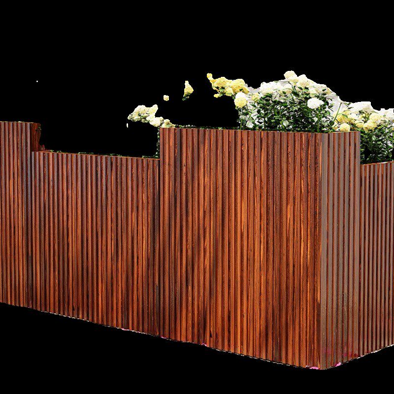 户外防腐木花箱围栏长方形花架庭院花盆木制隔断室外组合外摆花槽