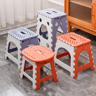 折叠塑料椅子可折叠高脚凳子省空间家用餐椅便携式成人高铁小凳子