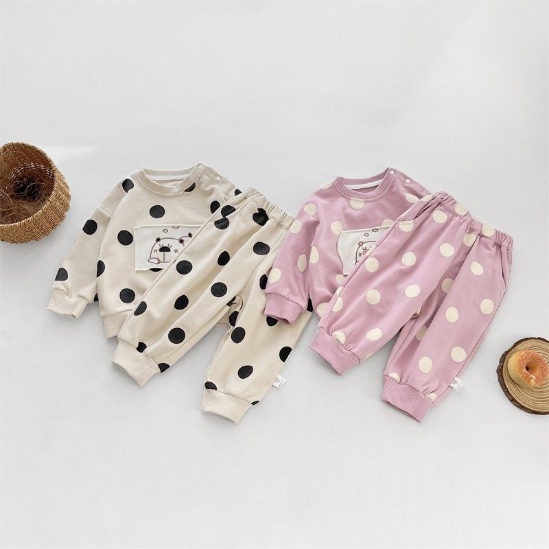 婴儿衣服春秋装套装女宝宝洋气圆点卫衣裤子分体两件套小男童外穿,童装/婴儿装/亲子装,套装,淘宝优惠券,粉丝福利购,淘宝优惠卷