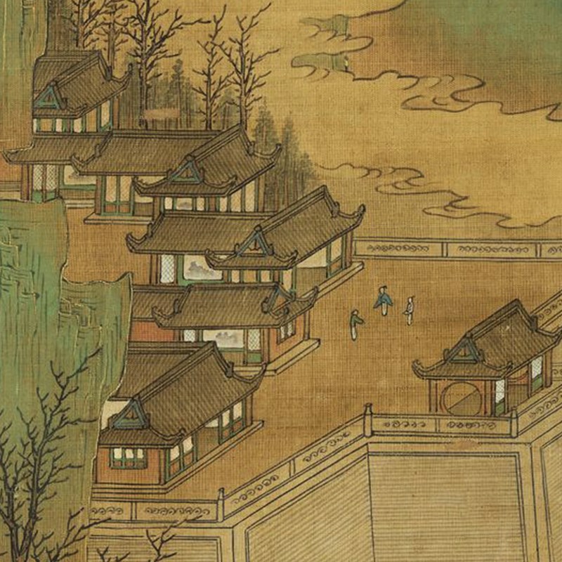 南宋马和之五台胜概图国画山水画客厅办公室玄关书房装饰卷轴挂画图片