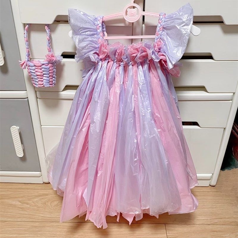 儿童亲子环保演出服装女童亲子时装秀塑料袋走秀衣服手工环保裙子,童装/婴儿装/亲子装,连衣裙,淘宝优惠券,粉丝福利购,淘宝优惠卷