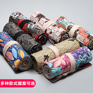 帆布笔帘卷式笔袋24支36支48孔72孔彩铅美术绘画专用画笔收纳包袋