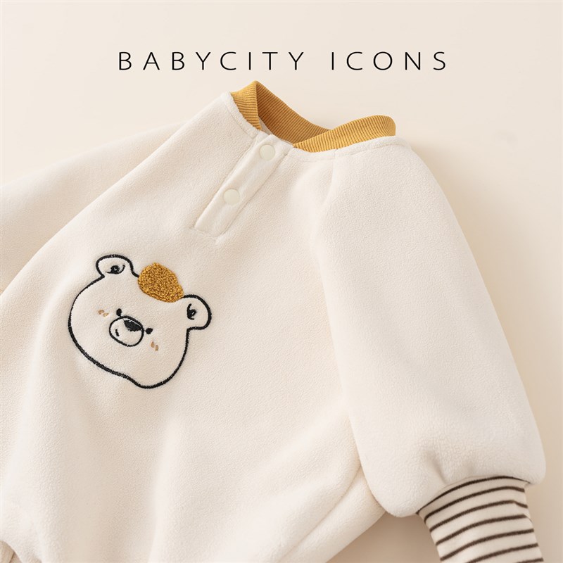 婴儿秋冬衣服新生儿连体衣男宝加绒家居服女宝保暖爬服冬装外出服