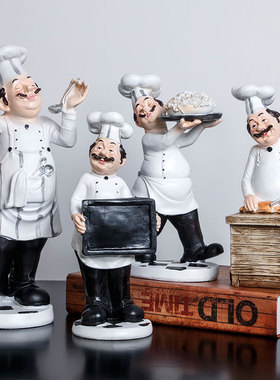 创意西餐厅装饰品摆件美式厨师人物酒柜咖啡馆甜品蛋糕店小公仔