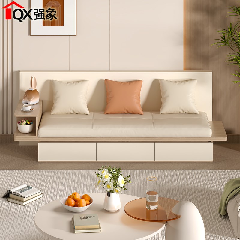 奶油风地台沙发新款简约小户型日式侘寂风抽屉储物沙发定制CH35