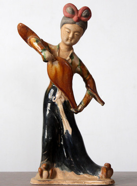 高超仿古唐三彩女乐俑仕女俑陶瓷摆件胖妮肥婆做旧陶俑古玩收藏品