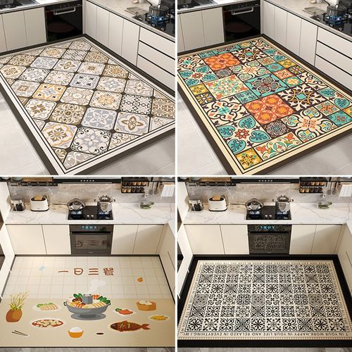 厨房地垫防滑防油可擦免洗脚垫2024新款专用防水防脏整铺皮革地毯