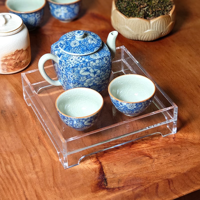 亚克力紫砂壶展示台茶壶托盘茶杯摆台桌面彩色亚克力台面茶盘杯座