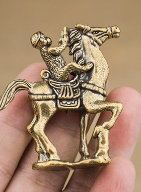 黄铜实心马铜马上封侯动物马猴摆件桌面茶宠办公室装饰工艺品礼物