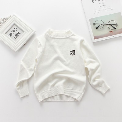 儿童半高领打底衫女童纯棉黑白毛衣宝宝秋冬中大童男童套头针织衫