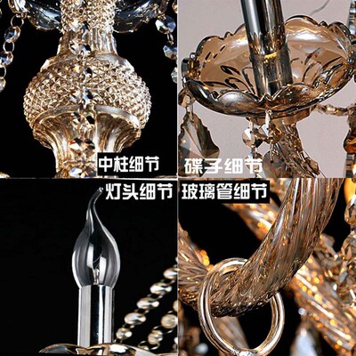 奥灯欧式蜡烛水晶吊灯大客厅三层工程别墅复式楼梯玻璃长吊灯8923