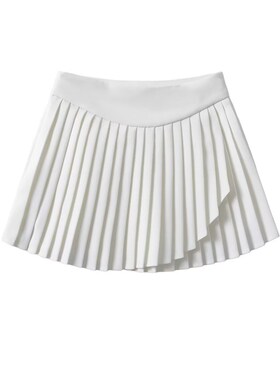 MICN少女腿前短后长百搭半身裙a字收腰显瘦高腰小个子百褶短裙女