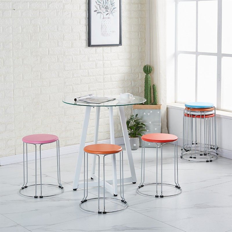 简约圆凳子时尚彩色餐凳椅子凳子可叠放加厚海绵家用凳实木钢筋凳,住宅家具,矮凳,淘宝优惠券,粉丝福利购,淘宝优惠卷