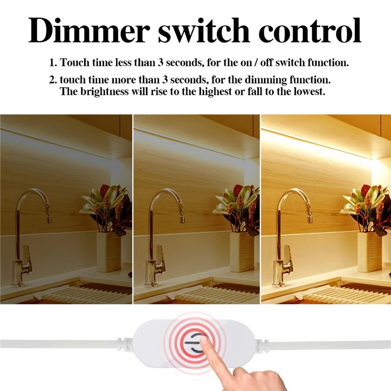 5mm宽灯条COB灯带5V自粘8毫米USB触摸调光摆摊衣厨鞋酒书柜氛围灯