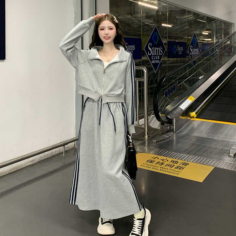 雅婷大码2024大码女装卫衣秋装套装 休闲简约大码两件套