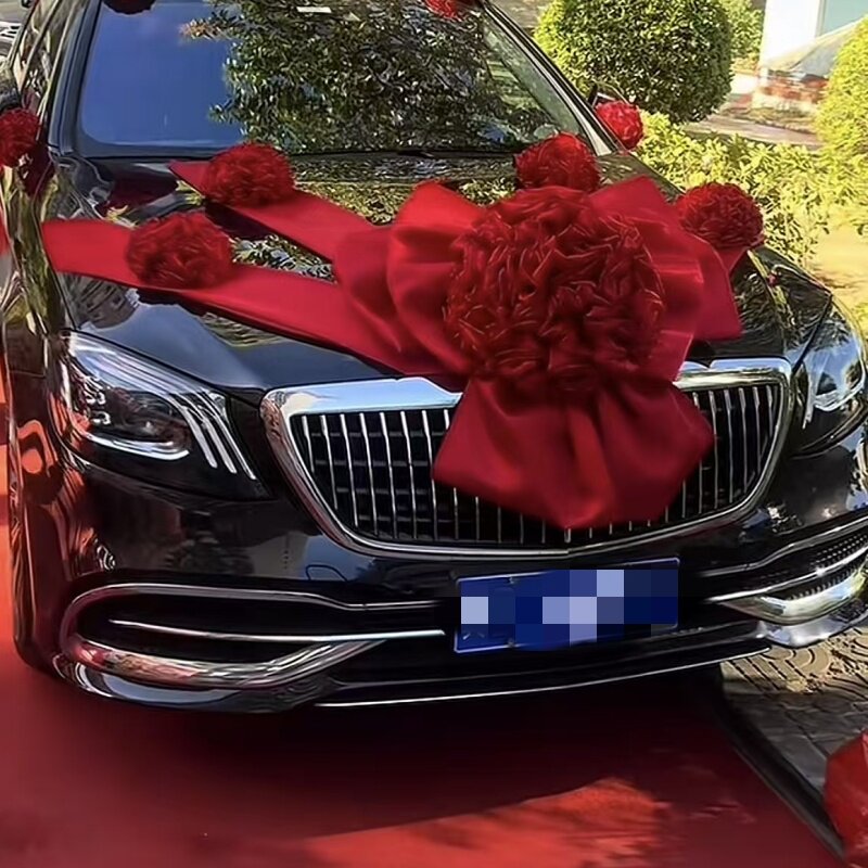 高级复古中式结婚主结婚礼车布置红绣球喜庆婚庆大红花球红绣球红