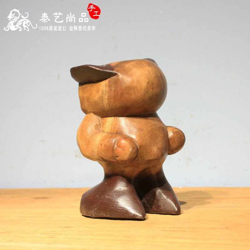 实木创意手工木雕猫头鹰摆件帅哥猫酒吧咖啡复古店面客厅书房装饰