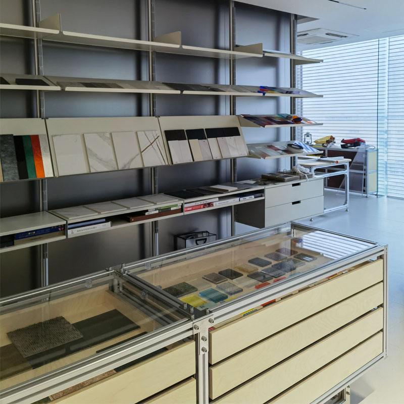 创意咖啡厅玻璃流水台简约现代铝型材岛台店铺中古展示架收纳架子