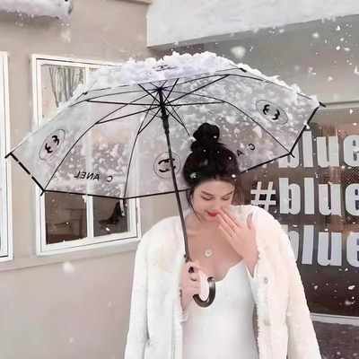 2024年新款雨伞透明女士冬天下雪伞超大号多骨女生高颜值伞拍照用