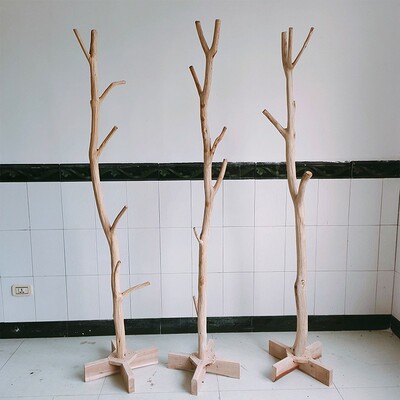 干树枝落地衣帽架实木加固加粗树杈挂衣架卧室风创意
