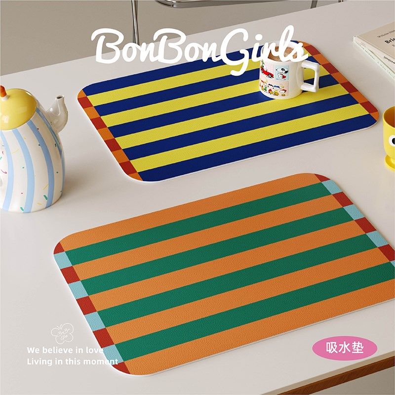 孟菲斯条纹in风餐垫皮革防水防油免洗餐桌碗碟杯垫隔热保护垫,居家布艺,餐垫,淘宝优惠券,粉丝福利购,淘宝优惠卷