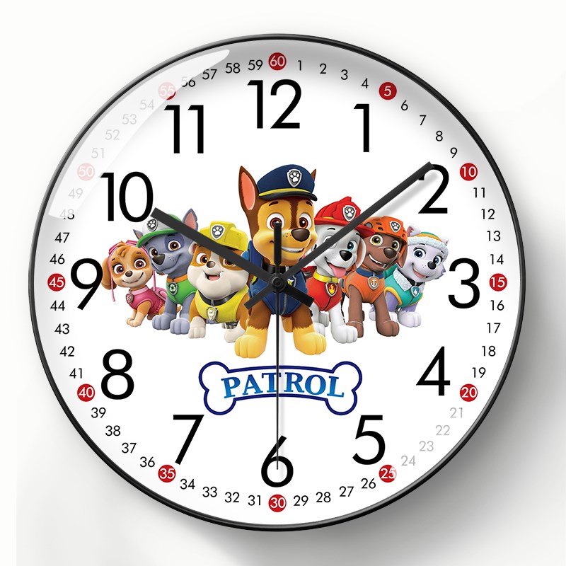 可爱卡通儿童房静音挂钟客厅钟表家用时钟自动对时智能电波钟