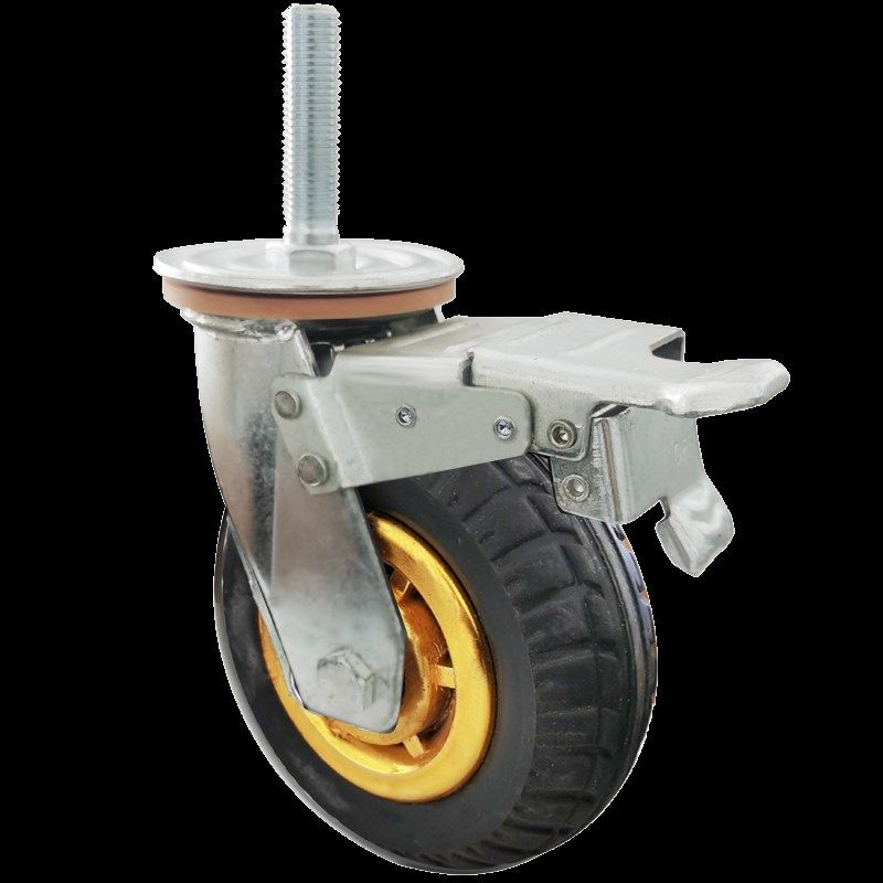 MM2加长丝杆万向轮机械推车脚轮加厚重型TR灰胶静音轮大承重