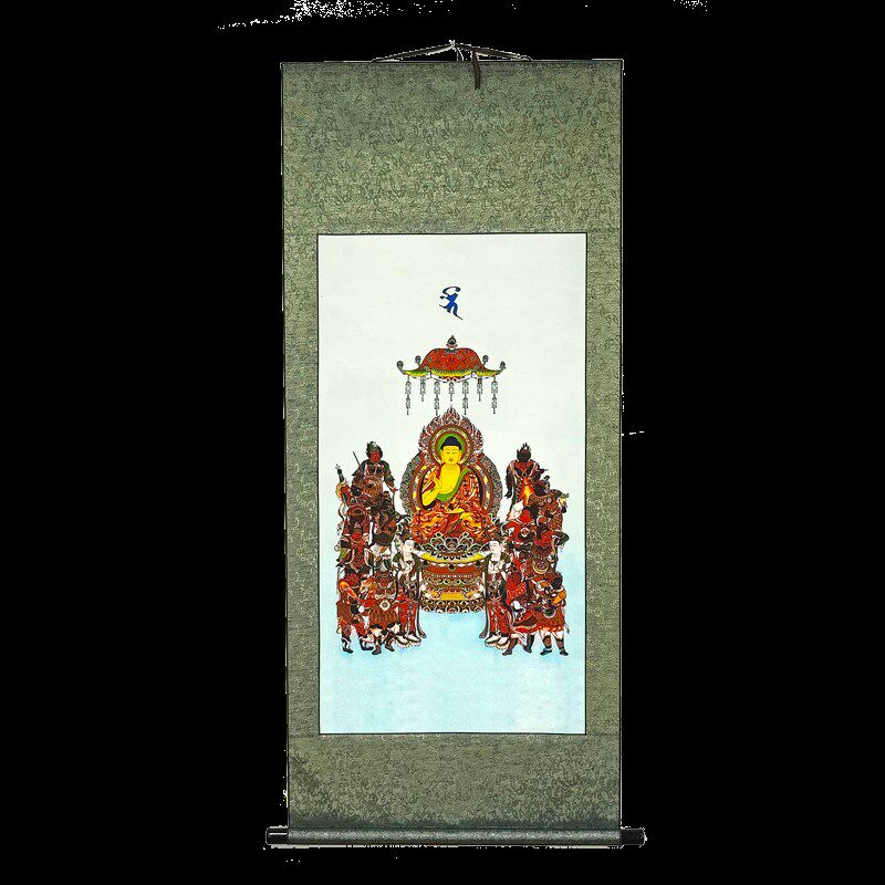 普门庵唐密药师琉璃光如来像中堂卷轴茶挂 挂像装饰画 吉祥挂画