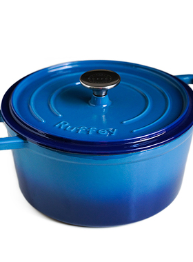 uffe珐琅铸铁锅 蓝色圆形炖锅焖烧锅煲汤锅多功能锅电磁炉锅