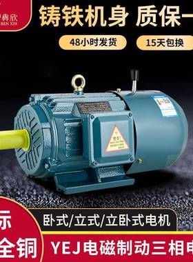 YEJ电磁制动电动机15kw18.5kw三相异步电机22kw30kw铜刹车电机6极