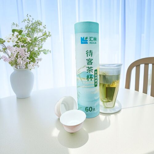 一次性功夫茶杯茶具免洗待客茶杯甘蔗纤维材质户外便携式旅行茶具