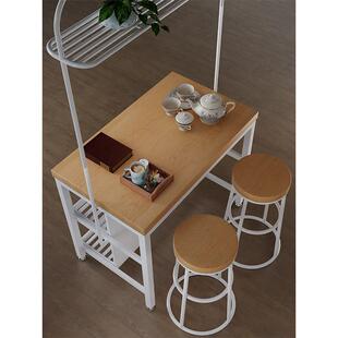 厨房中岛台餐桌一体家用可移动料理台小吧桌定制实木餐边柜储物柜