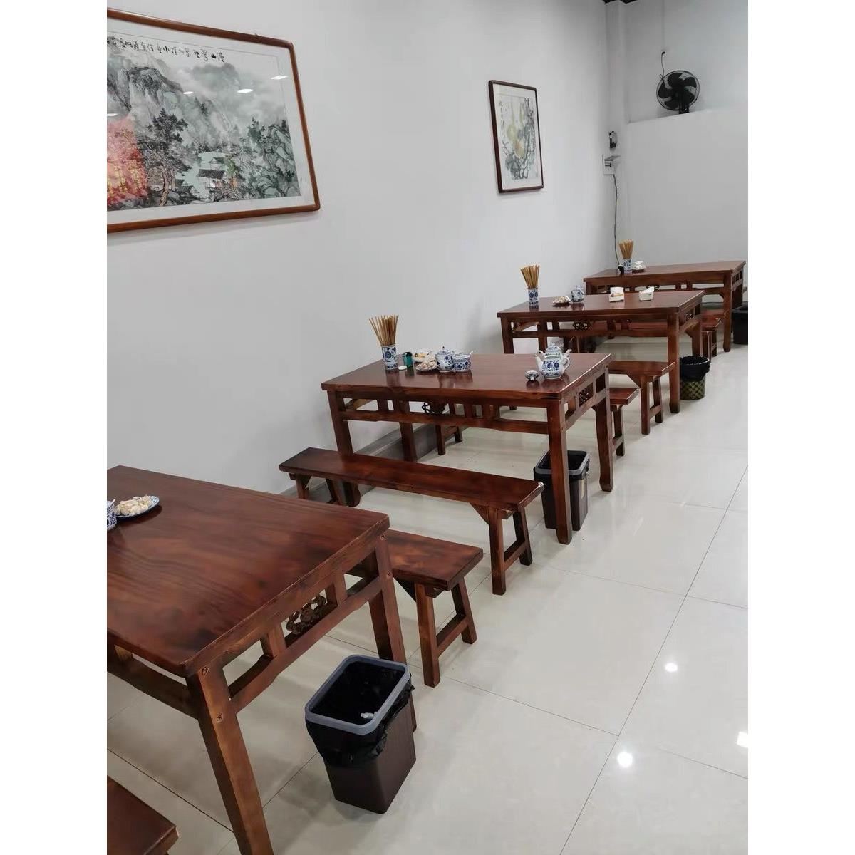 餐碳化饭520实木店餐桌椅组合快餐店厅小吃饭厅烧烤面 面馆排档食
