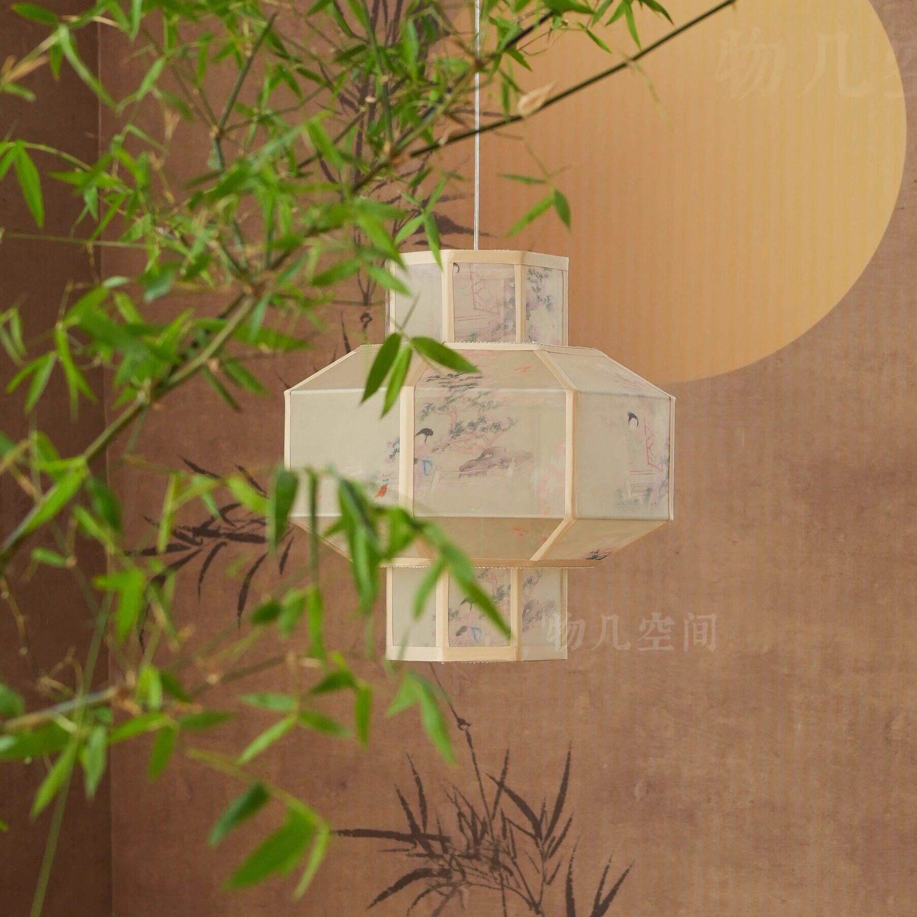 物几中式仕女画画宫灯东方27美禅灯笼法式客饭厅主灯 茶室宋意代
