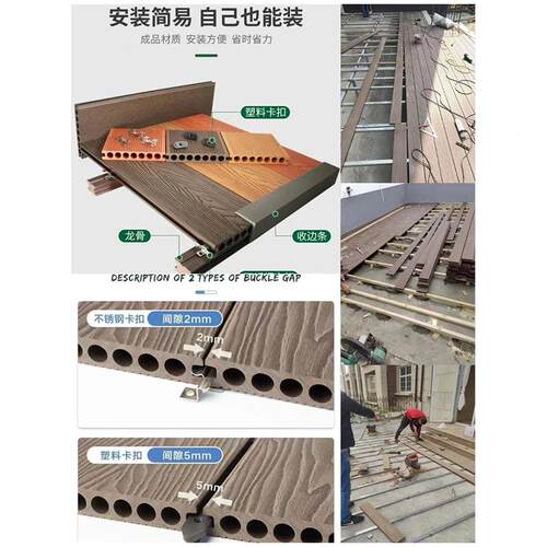 拼塑木地板阳台自铺缝MVA改造室外庭院花园接腐塑胶二代共挤无防
