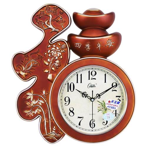 丝巴福挂钟BDG中式中国风静音福时钟客厅卧室古字典壁康挂装饰时