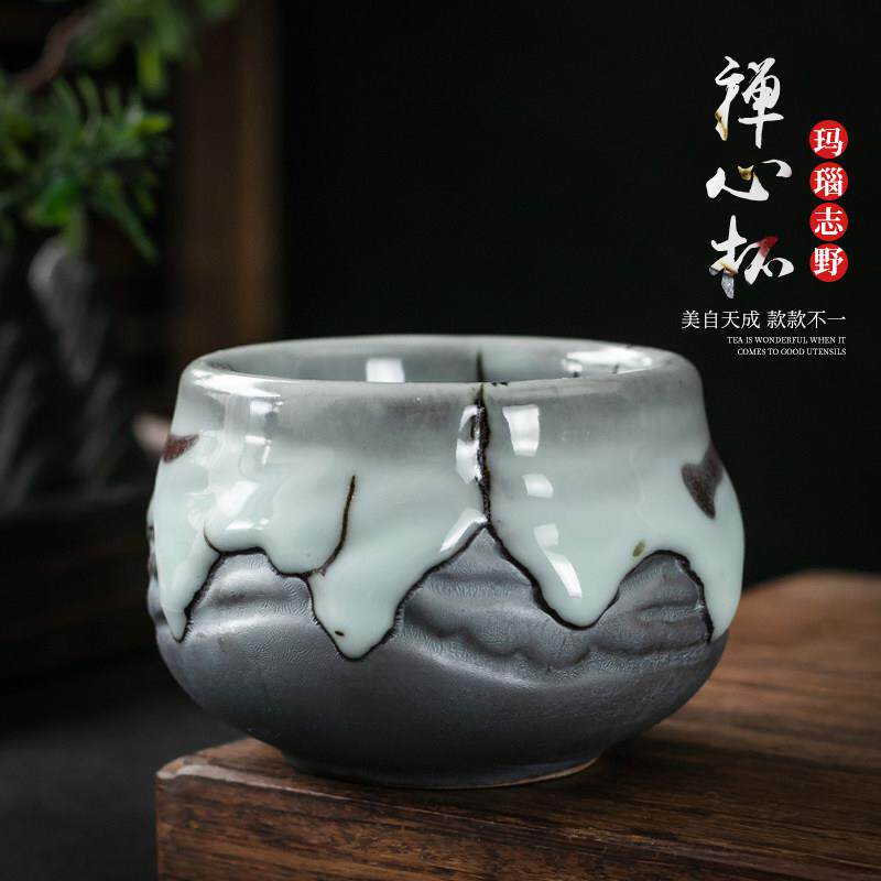志野烧日式茶杯纯手工汝窑玛瑙主人杯粗陶功夫茶具陶瓷茶盏品茗杯