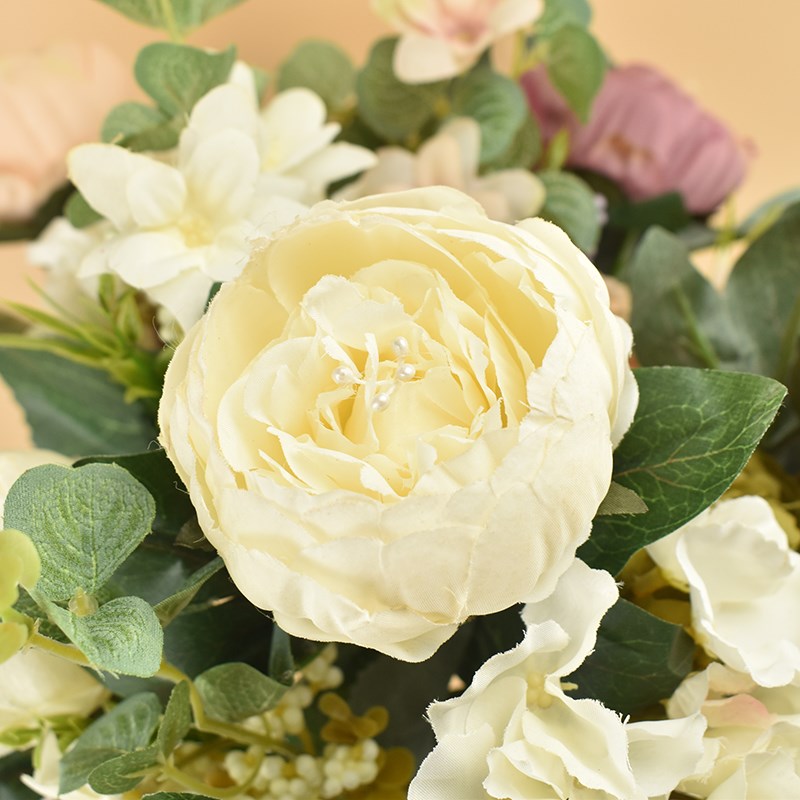 欧式高档仿真牡丹花玫瑰花束客厅卧室办公桌假花绢花插花装饰