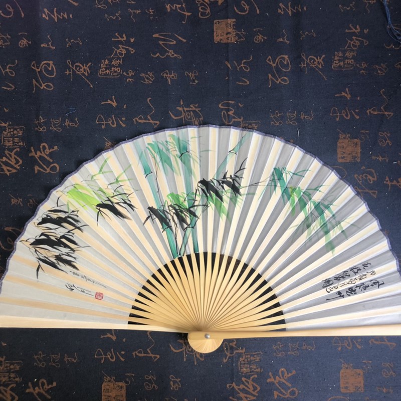 方记扇 手绘专业演出扇 戏曲 越剧小生 9寸/10寸折扇 竹子 水墨风